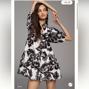 Farm Rio Printed Drop Waist Mini Shirt Dress